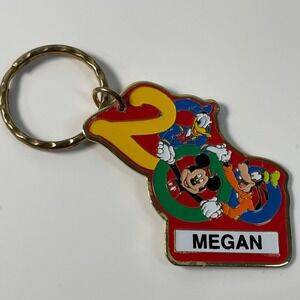 Disney World Keychain Vintage Megan Mickey Donald Goofy Celebrate Blue